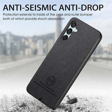 For Samsung Galaxy A55 5G Case Cloth Texture Leather+PC+TPU Anti-Drop Phone Cover