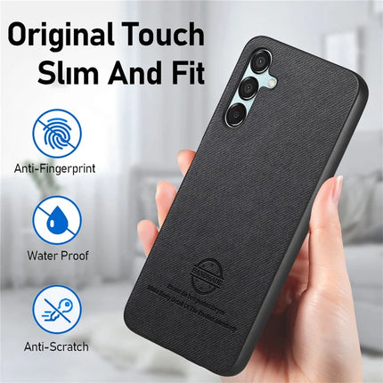 For Samsung Galaxy A55 5G Case Cloth Texture Leather+PC+TPU Anti-Drop Phone Cover