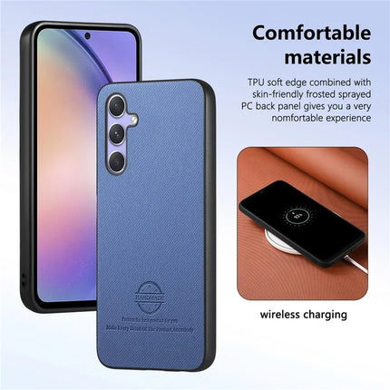 For Samsung Galaxy A54 5G Case Cloth Texture Leather+PC+TPU Anti-Drop Phone Cover