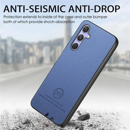 For Samsung Galaxy A54 5G Case Cloth Texture Leather+PC+TPU Anti-Drop Phone Cover