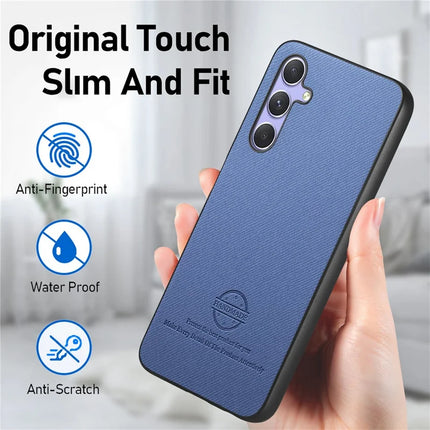 For Samsung Galaxy A54 5G Case Cloth Texture Leather+PC+TPU Anti-Drop Phone Cover