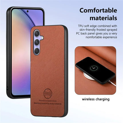 For Samsung Galaxy A54 5G Case Cloth Texture Leather+PC+TPU Anti-Drop Phone Cover