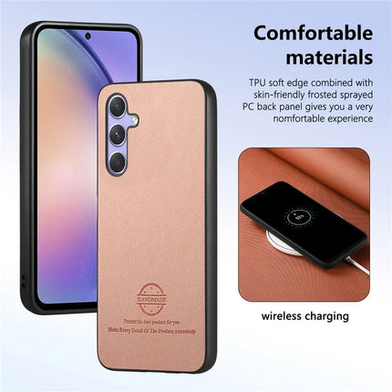 For Samsung Galaxy A54 5G Case Cloth Texture Leather+PC+TPU Anti-Drop Phone Cover