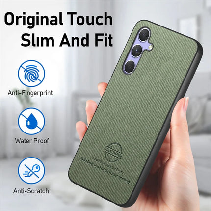 For Samsung Galaxy A54 5G Case Cloth Texture Leather+PC+TPU Anti-Drop Phone Cover