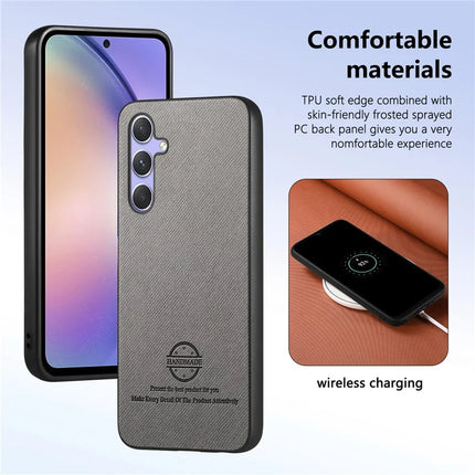 For Samsung Galaxy A54 5G Case Cloth Texture Leather+PC+TPU Anti-Drop Phone Cover