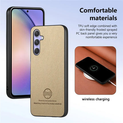 For Samsung Galaxy A54 5G Case Cloth Texture Leather+PC+TPU Anti-Drop Phone Cover