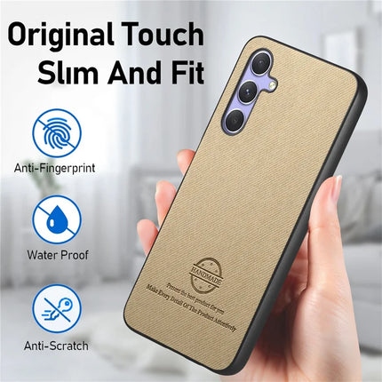 For Samsung Galaxy A54 5G Case Cloth Texture Leather+PC+TPU Anti-Drop Phone Cover