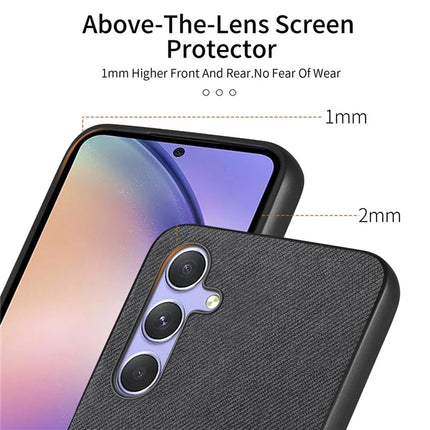 For Samsung Galaxy A54 5G Case Cloth Texture Leather+PC+TPU Anti-Drop Phone Cover