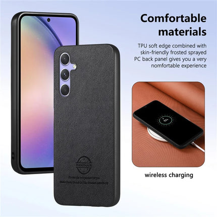 For Samsung Galaxy A54 5G Case Cloth Texture Leather+PC+TPU Anti-Drop Phone Cover