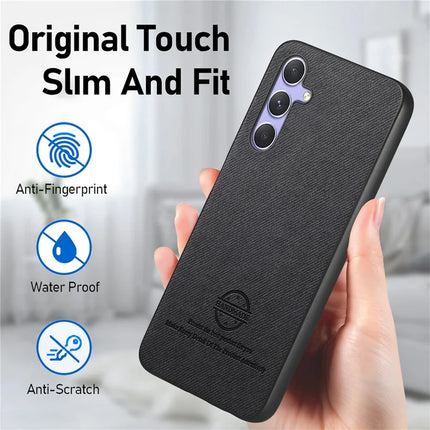 For Samsung Galaxy A54 5G Case Cloth Texture Leather+PC+TPU Anti-Drop Phone Cover