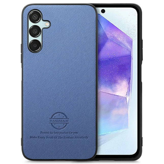 For Samsung Galaxy A25 5G (Global) (161.0 x 76.5 x 8.3mm) Case Cloth Texture Leather+PC+TPU Anti-Drop Phone Cover - Blue