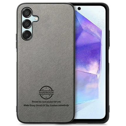 For Samsung Galaxy A25 5G (Global) (161.0 x 76.5 x 8.3mm) Case Cloth Texture Leather+PC+TPU Anti-Drop Phone Cover - Grey