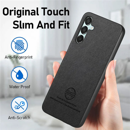 For Samsung Galaxy A35 5G Case Cloth Texture Leather+PC+TPU Anti-Drop Phone Cover