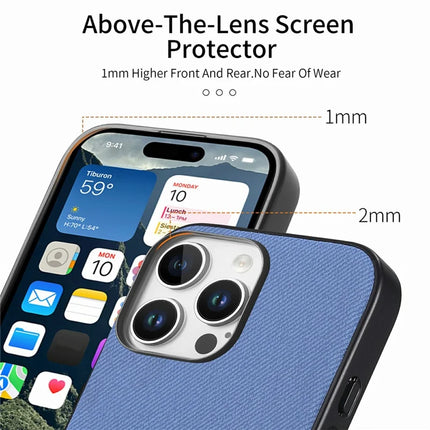 For iPhone 16 Pro Max Case Cloth Texture Leather+PC+TPU Anti-Drop Phone Cover