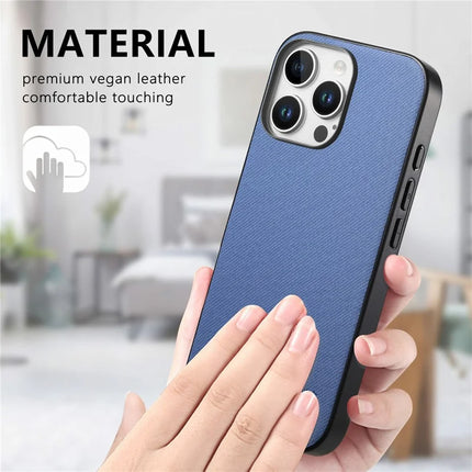 For iPhone 16 Pro Max Case Cloth Texture Leather+PC+TPU Anti-Drop Phone Cover