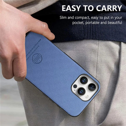For iPhone 16 Pro Max Case Cloth Texture Leather+PC+TPU Anti-Drop Phone Cover
