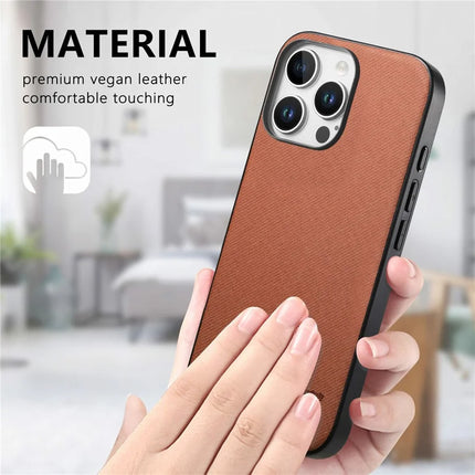 For iPhone 16 Pro Max Case Cloth Texture Leather+PC+TPU Anti-Drop Phone Cover