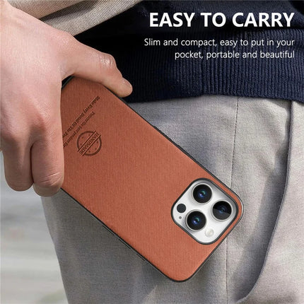 For iPhone 16 Pro Max Case Cloth Texture Leather+PC+TPU Anti-Drop Phone Cover