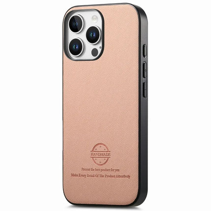 For iPhone 16 Pro Max Case Cloth Texture Leather+PC+TPU Anti-Drop Phone Cover