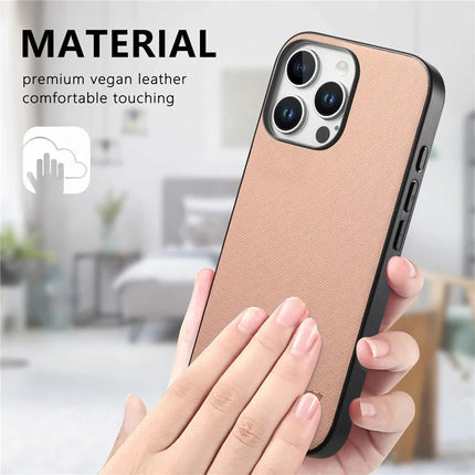 For iPhone 16 Pro Max Case Cloth Texture Leather+PC+TPU Anti-Drop Phone Cover