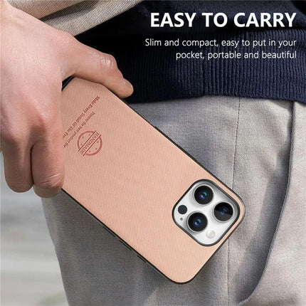 For iPhone 16 Pro Max Case Cloth Texture Leather+PC+TPU Anti-Drop Phone Cover