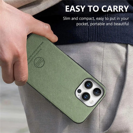 For iPhone 16 Pro Max Case Cloth Texture Leather+PC+TPU Anti-Drop Phone Cover