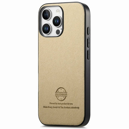 For iPhone 16 Pro Max Case Cloth Texture Leather+PC+TPU Anti-Drop Phone Cover