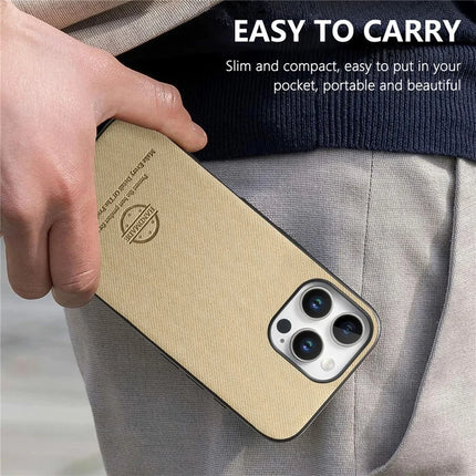 For iPhone 16 Pro Max Case Cloth Texture Leather+PC+TPU Anti-Drop Phone Cover
