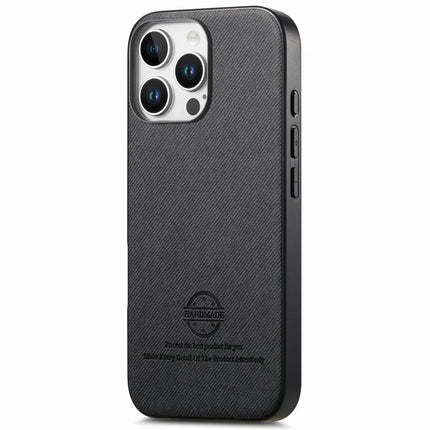 For iPhone 16 Pro Max Case Cloth Texture Leather+PC+TPU Anti-Drop Phone Cover