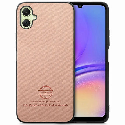 For Samsung Galaxy A06 Case Cloth Texture Leather+PC+TPU Anti-Drop Phone Cover - Pink