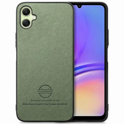 For Samsung Galaxy A06 Case Cloth Texture Leather+PC+TPU Anti-Drop Phone Cover - Green