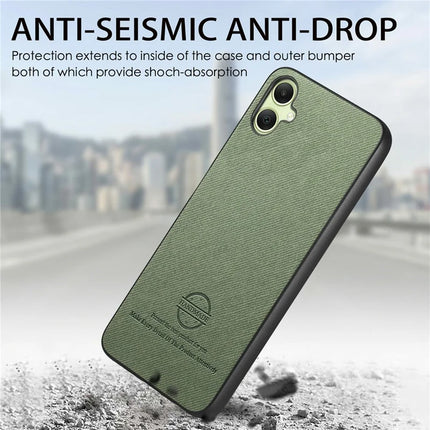 For Samsung Galaxy A06 Case Cloth Texture Leather+PC+TPU Anti-Drop Phone Cover