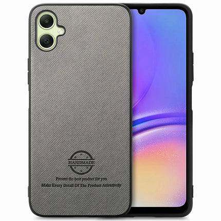 For Samsung Galaxy A06 Case Cloth Texture Leather+PC+TPU Anti-Drop Phone Cover - Grey