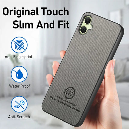 For Samsung Galaxy A06 Case Cloth Texture Leather+PC+TPU Anti-Drop Phone Cover