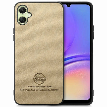 For Samsung Galaxy A06 Case Cloth Texture Leather+PC+TPU Anti-Drop Phone Cover - Khaki