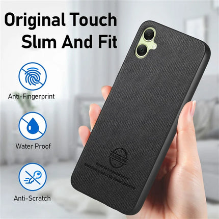 For Samsung Galaxy A06 Case Cloth Texture Leather+PC+TPU Anti-Drop Phone Cover