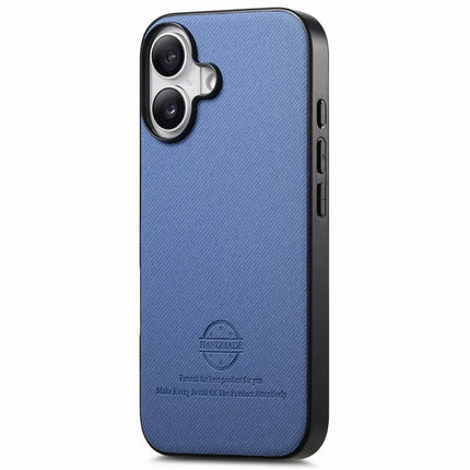 For iPhone 16 Plus Case Cloth Texture Leather+PC+TPU Anti-Drop Phone Cover