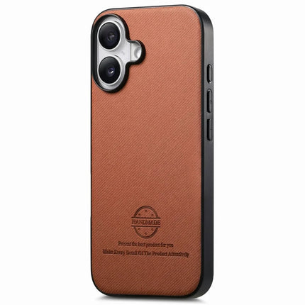 For iPhone 16 Plus Case Cloth Texture Leather+PC+TPU Anti-Drop Phone Cover