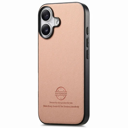For iPhone 16 Plus Case Cloth Texture Leather+PC+TPU Anti-Drop Phone Cover