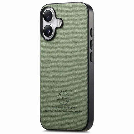 For iPhone 16 Plus Case Cloth Texture Leather+PC+TPU Anti-Drop Phone Cover