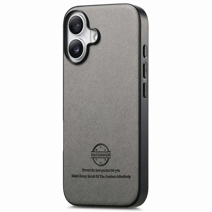 For iPhone 16 Plus Case Cloth Texture Leather+PC+TPU Anti-Drop Phone Cover