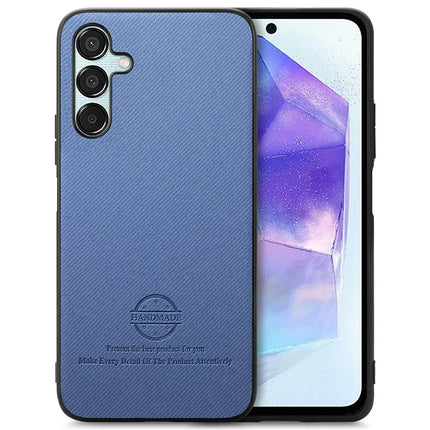 For Samsung Galaxy A16 4G / 5G Case Cloth Texture Leather+PC+TPU Anti-Drop Phone Cover - Blue