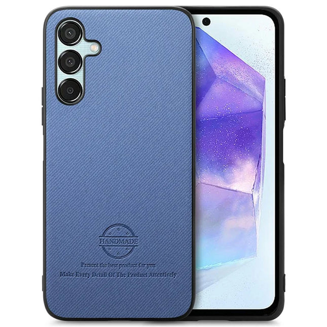 For Samsung Galaxy A16 4G / 5G Case Cloth Texture Leather+PC+TPU Anti-Drop Phone Cover - Blue