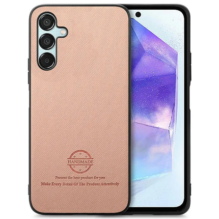 For Samsung Galaxy A16 4G / 5G Case Cloth Texture Leather+PC+TPU Anti-Drop Phone Cover - Pink