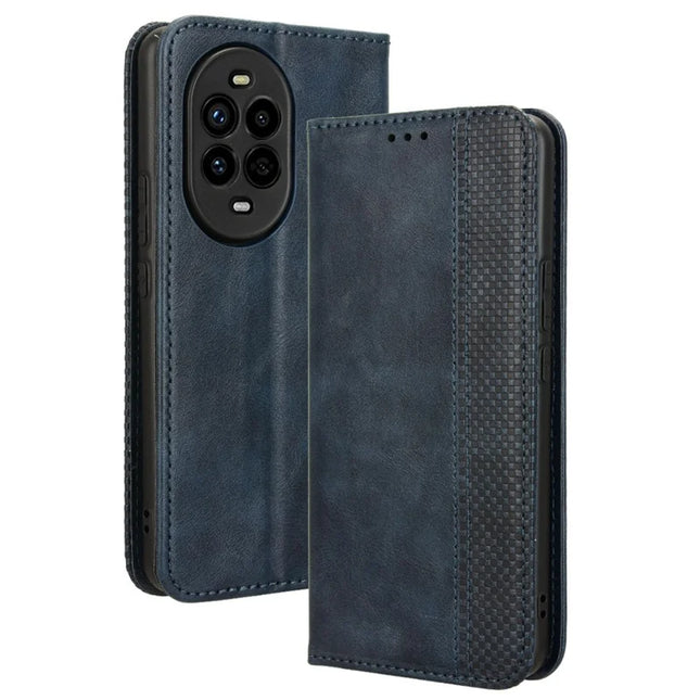 For Huawei nova 13 Pro 5G Leather Case Wallet Stand Retro Texture Phone Cover - Blue
