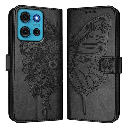 For Motorola Moto G75 5G Case YB Imprinting Series-4 Butterfly Flower Flip Wallet Leather Phone Cover
