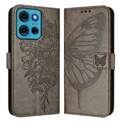 For Motorola Moto G75 5G Case YB Imprinting Series-4 Butterfly Flower Flip Wallet Leather Phone Cover