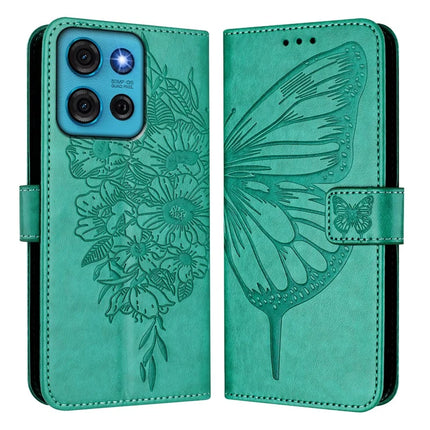 For Motorola Moto G75 5G Case YB Imprinting Series-4 Butterfly Flower Flip Wallet Leather Phone Cover
