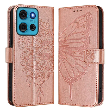 For Motorola Moto G75 5G Case YB Imprinting Series-4 Butterfly Flower Flip Wallet Leather Phone Cover