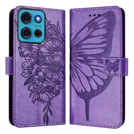 For Motorola Moto G75 5G Case YB Imprinting Series-4 Butterfly Flower Flip Wallet Leather Phone Cover